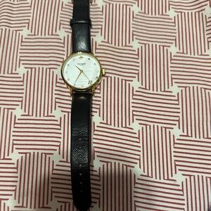 kate spade Gold-Tone Case Watch with Black Strap
